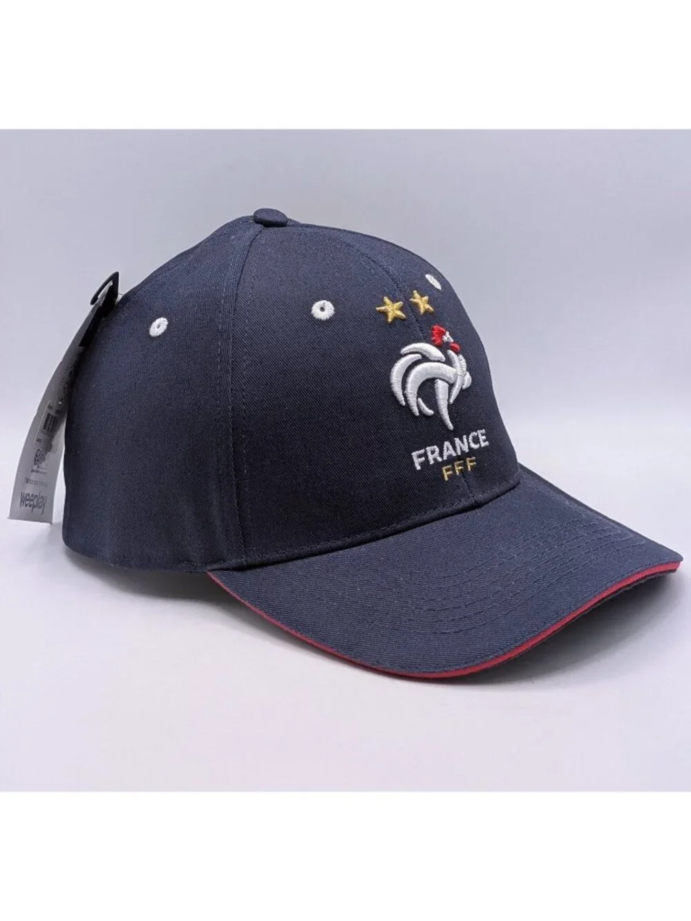 NEW France FFF 2 Star Soccer Hat Official Licensed Weeplay Blue Adjustable Strap